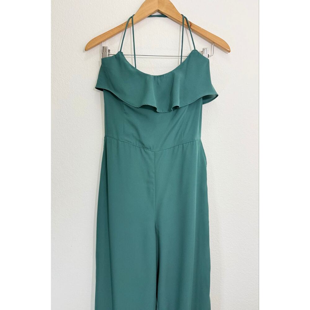 NWT Abercrombie & Fitch Heartfelt Culotte Jumpsuit Green Size M Lace Up Back - Picture 6 of 10